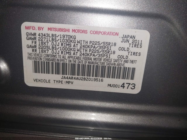 2011 MITSUBISHI OUTLANDER SPORT JA4AR4AU2BZ019516 Photo 8