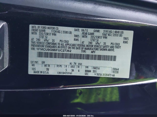 1FMCU9G96FUC27362 Ford ESCAPE SE