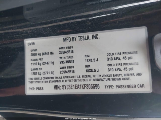2019 TESLA MODEL 3 5YJ3E1EA1KF305596 Photo 8