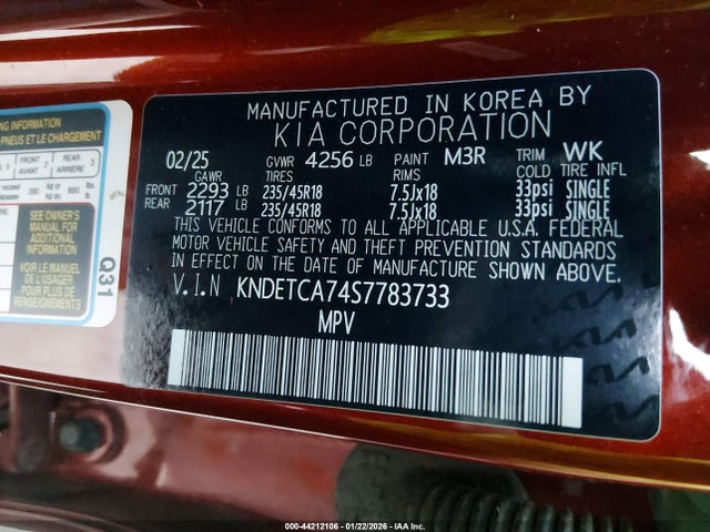 KNDETCA74S7783733 KIA Seltos Sx Turbo