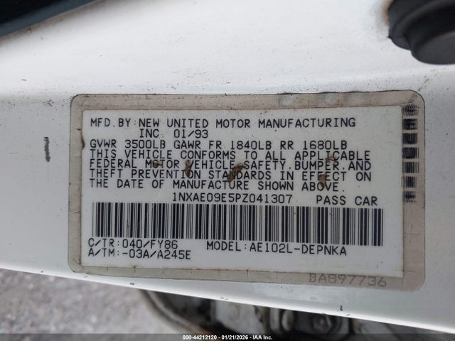 1993 TOYOTA COROLLA 1NXAE09E5PZ041307 Photo 8