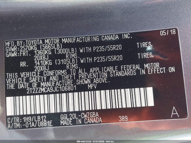 2T2ZZMCA9JC106801 Lexus RX 350