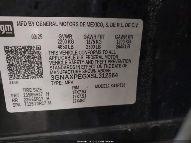 3GNAXPEGXSL312564 Chevrolet Equinox Lt Awd