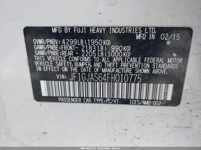 Subaru Impreza 2.0i Limited 2015 JF1GJAS64FH010775 Image 9