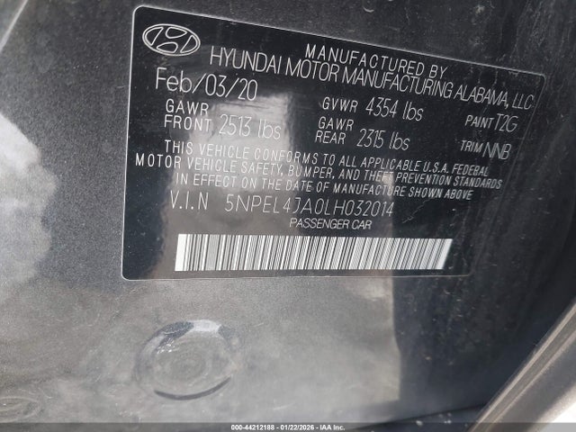 5NPEL4JA0LH032014 Hyundai SONATA SEL
