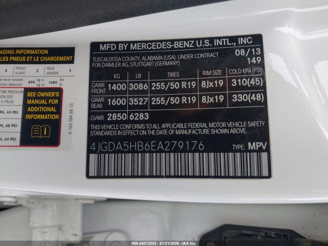 4JGDA5HB6EA279176 Mercedes-Benz Ml 350 4matic