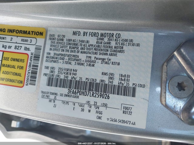 3FA6P0HD7LR259026 Ford FUSION SE
