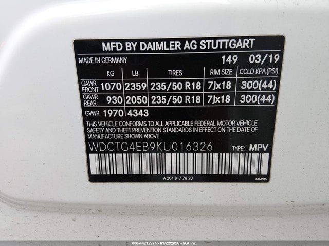 2019 MERCEDES-BENZ GLA 250 WDCTG4EB9KU016326 Photo 8