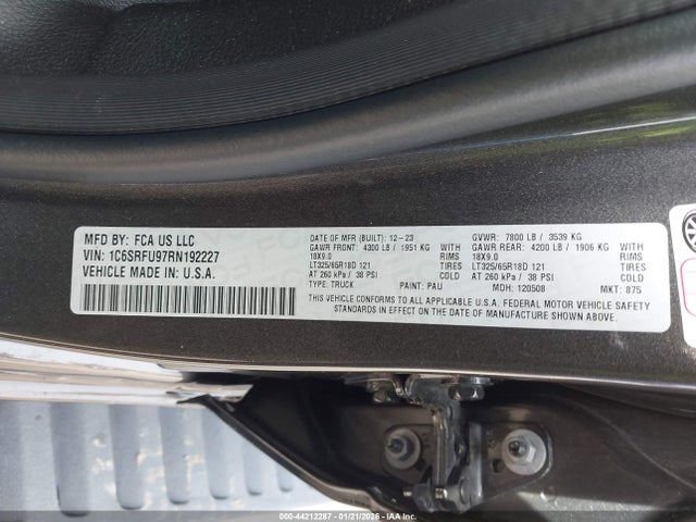 1C6SRFU97RN192227 RAM 1500