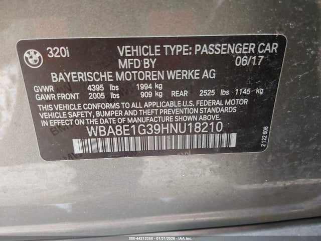 2017 BMW 320I WBA8E1G39HNU18210 Photo 8
