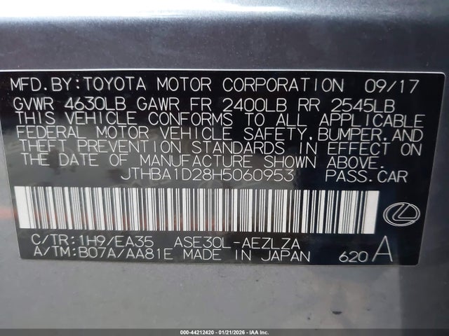 2017 LEXUS IS 200T JTHBA1D28H5060953 Photo 8