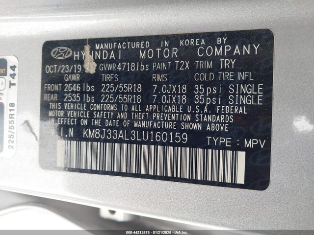 2020 HYUNDAI TUCSON KM8J33AL3LU160159 Photo 8