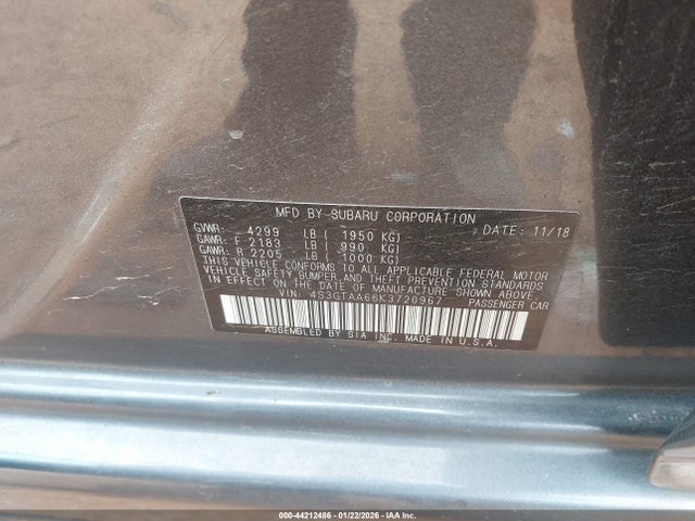 Aukcja sprzedaży 2019 Subaru Impreza 2.0i, vin: 4S3GTAA66K3720967, numer aukcji: 44212486