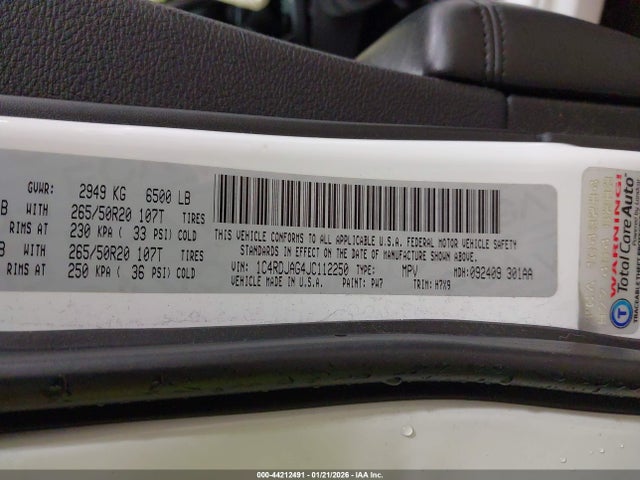1C4RDJAG4JC112250 Dodge Durango Sxt Awd