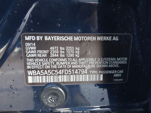 Aukcja sprzedaży 2015 Bmw 528i, vin: WBA5A5C54FD514794, numer aukcji: 44212532