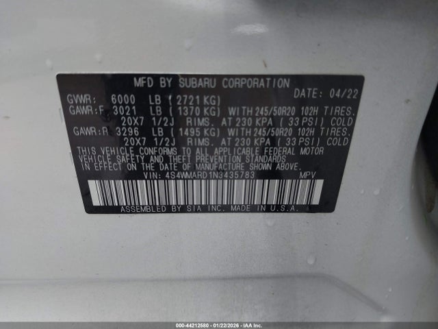 2022 SUBARU ASCENT 4S4WMARD1N3435783 Photo 8