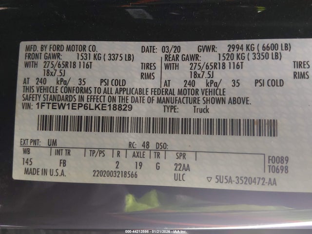 1FTEW1EP6LKE18829 Ford F-150 Xlt