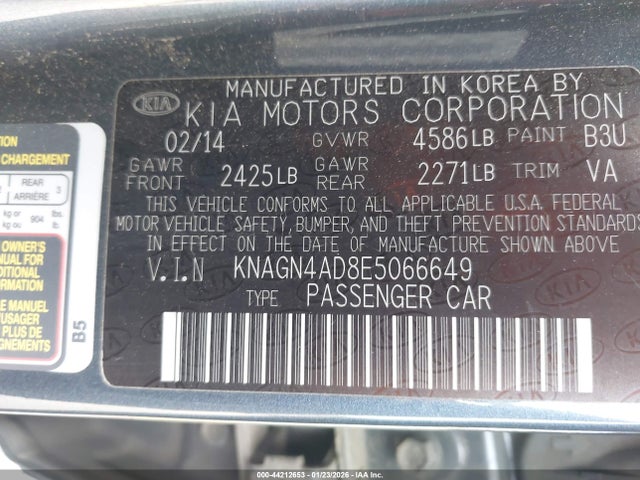 KNAGN4AD8E5066649 KIA Optima Hybrid Ex