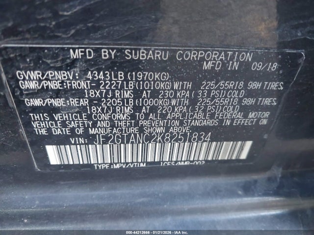 JF2GTANC2K8251834 Subaru Crosstrek 2.0i Limited