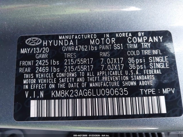 KM8K23AG6LU090635 Hyundai Kona Electric Sel