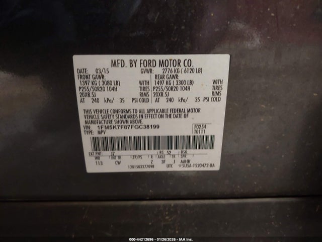 2015 FORD EXPLORER 1FM5K7F87FGC38199 Photo 8