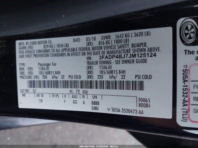 2018 FORD FIESTA 3FADP4BJ7JM125124 Photo 8