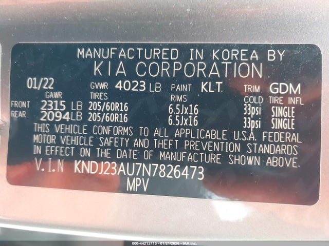 KNDJ23AU7N7826473 KIA SOUL LX