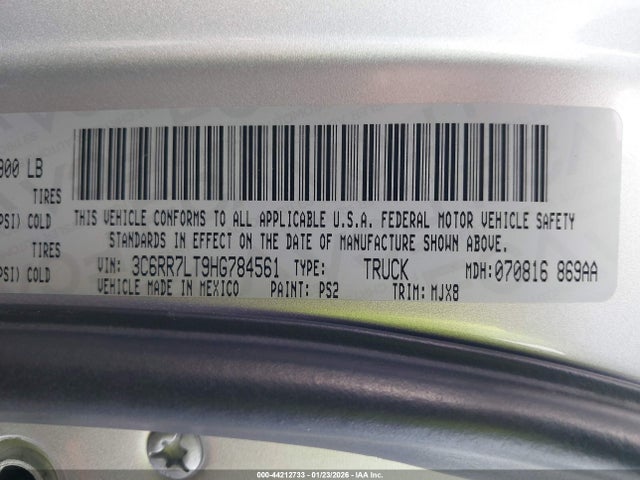 3C6RR7LT9HG784561 RAM 1500 Big Horn 4x4 5&#039;7 Box
