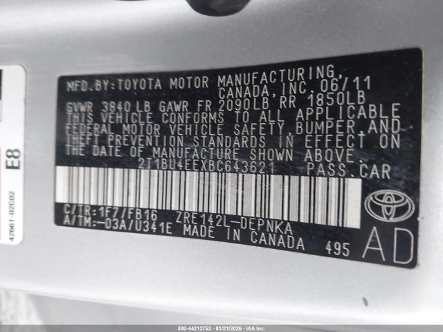 2011 TOYOTA COROLLA 2T1BU4EEXBC643621 Photo 8