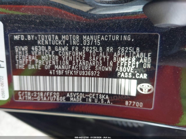 4T1BF1FK1FU936972 Toyota CAMRY SE