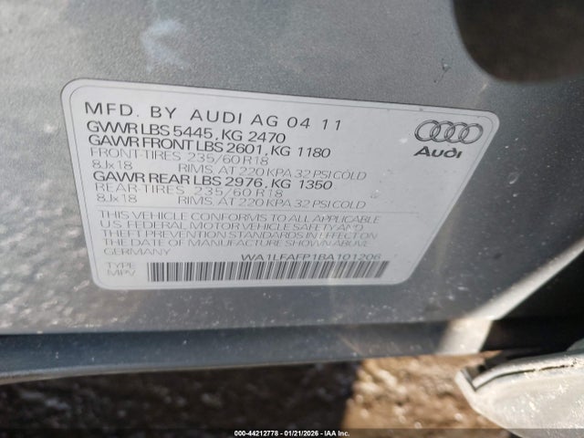 2011 AUDI Q5 WA1LFAFP1BA101206 Photo 8