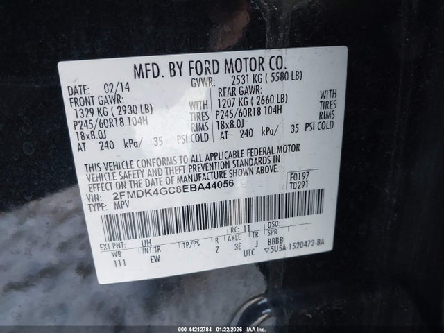 Ford EDGE SE 2014 2FMDK4GC8EBA44056 Image 9