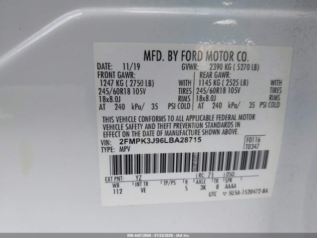 2FMPK3J96LBA28715 Ford EDGE SEL