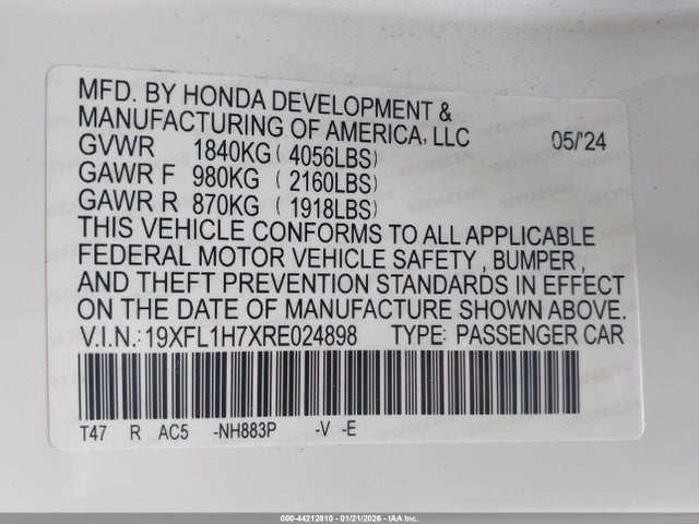19XFL1H7XRE024898 Honda Civic Ex-l