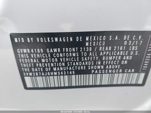 Volkswagen Jetta 1.4t S 2017 3VW2B7AJ6HM343145 Image 9