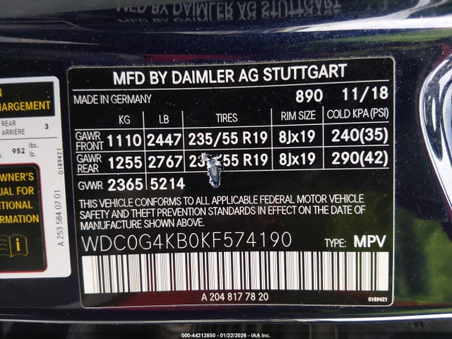 2019 MERCEDES-BENZ GLC 300 WDC0G4KB0KF574190 Photo 8