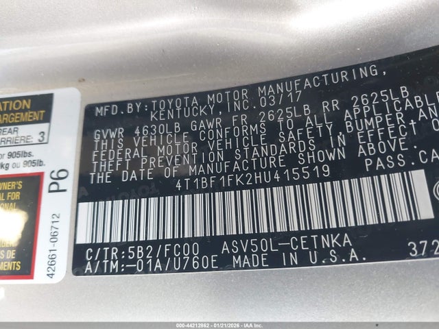Toyota CAMRY LE 2017 4T1BF1FK2HU415519 Image 9