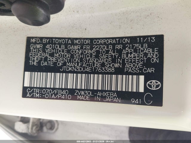 Toyota Prius Three 2014 JTDKN3DU4E1763388 Image 9