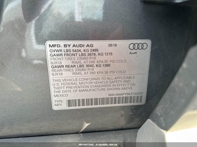 2019 AUDI Q5 WA1ANAFY5K2120287 Photo 8