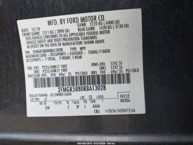 Ford FLEX SE 2019 2FMGK5B80KBA13028 Image 9