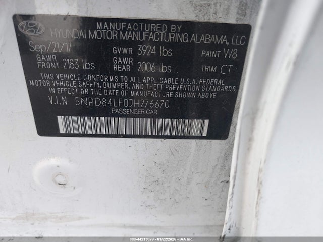 5NPD84LF0JH276670 Hyundai Elantra Value Edition