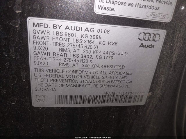 2008 AUDI Q7 WA1BY74L48D044712 Photo 8