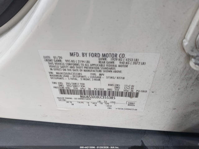 MAJ6S3JL0LC355385 Ford Ecosport Ses