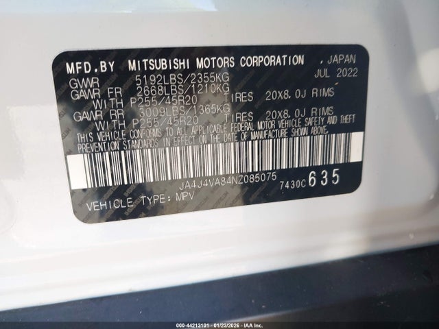Продаж на аукціоні авто 2022 Mitsubishi Outlander Sel 2.5 S-awc/sel Launch Edition S-awc/sel Special Edition S-awc, vin: JA4J4VA84NZ085075, номер лоту: 44213101