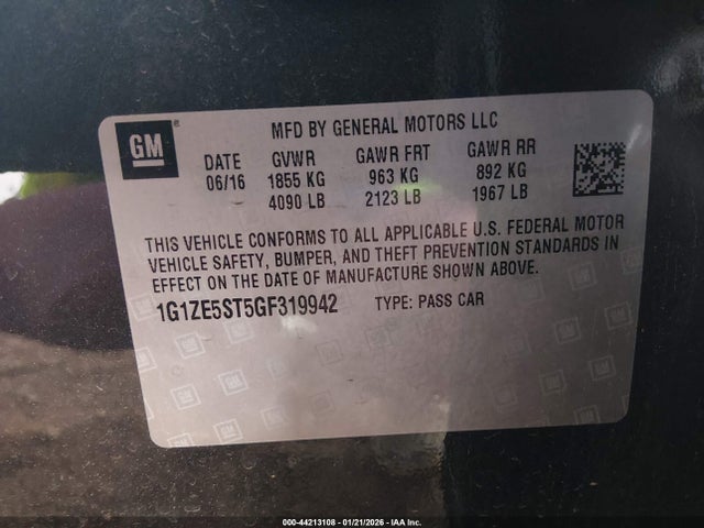 1G1ZE5ST5GF319942 Chevrolet MALIBU 1LT