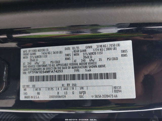 Ford F-150 Platinum 2021 1FTFW1E54MFA74253 Image 9