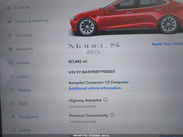 Tesla Model S P85 2014 5YJSA1H10EFP56803 Image 16