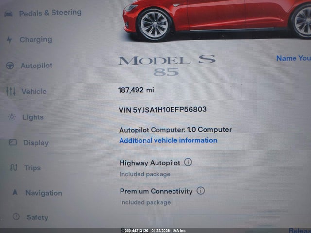 2014 TESLA MODEL S 5YJSA1H10EFP56803 Photo 6