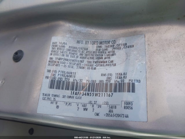 2005 FORD FOCUS 1FAFP34N55W211167 Photo 8