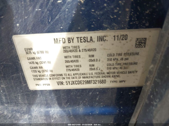 2021 TESLA MODEL X 5YJXCDE29MF321680 Photo 8